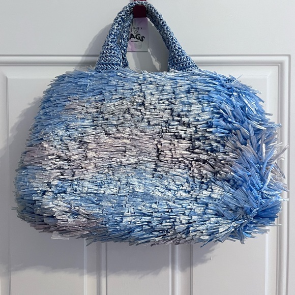 Prada: Raffia Straw Blue Bag *RARE* - Picture 9 of 17